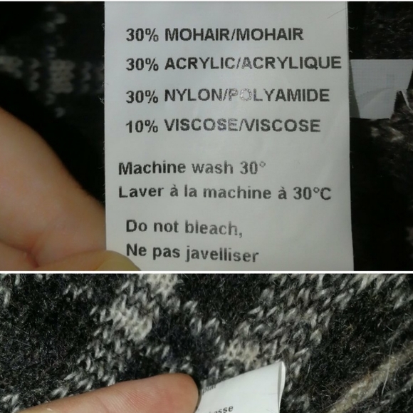 Italian Mohair Plaid Cream & Black Cardigan - Picture 3 of 4